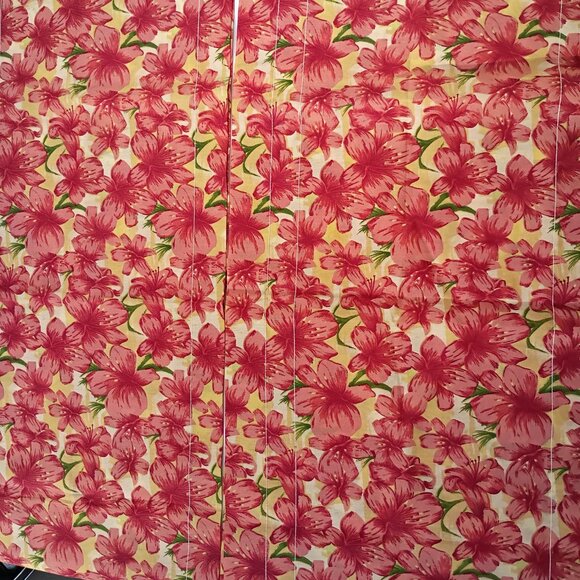 DAN RIVER Valances Yellow Pink Hibiscus Flowers NWOT Vintage Floral Valance Pair - Picture 3 of 10